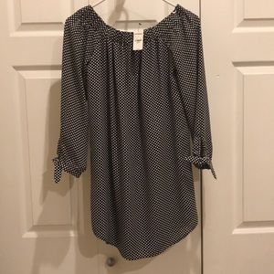 NWT Express off shoulder polka dot dress